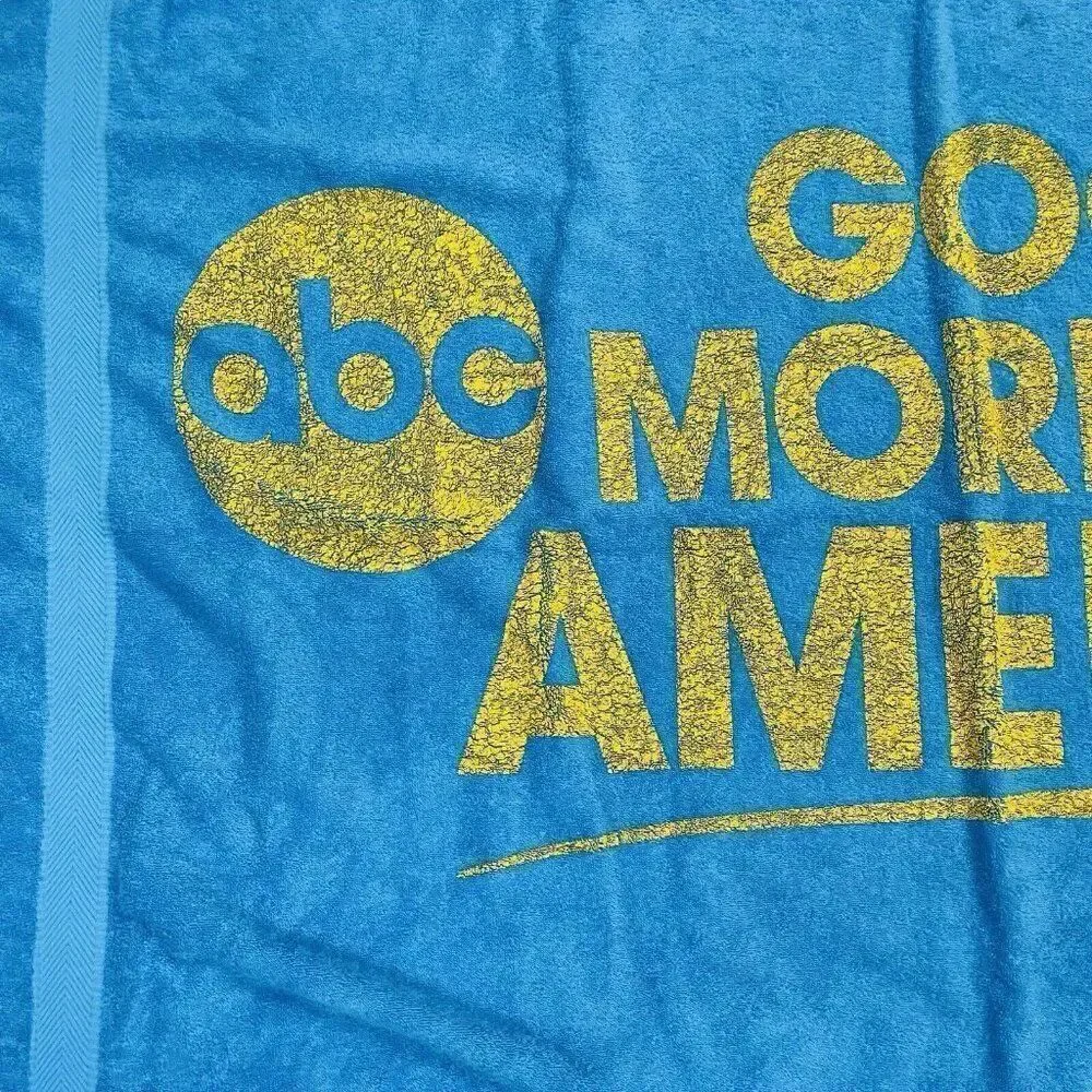 RARE Good Morning America Blue Cotton Beach Towel 60 x 35 ABC Logo Terry Town